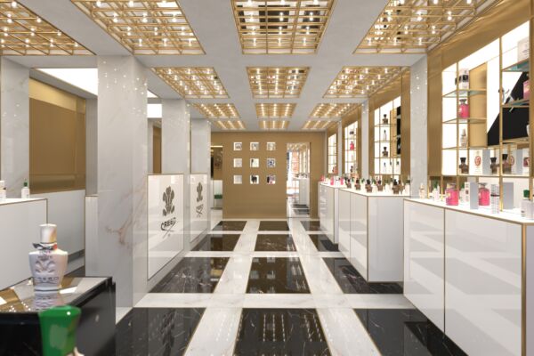 Rendering progetto allestimento negozio Creed Venezia