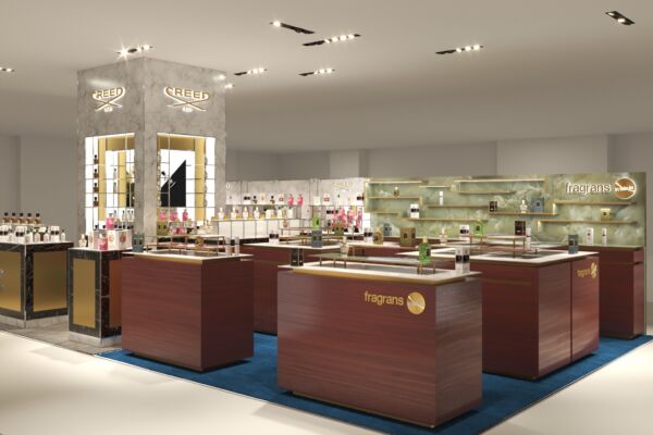 Rendering progetto corner CREED e FABULA Rinascente Roma